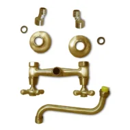rubinetto a muro rustico in ottone spazzolato per acqua calda e fredda, cod. 03RMRCF, parti componenti