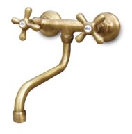 rubinetto a muro rustico in ottone spazzolato per acqua calda e fredda, cod. 03RMRCF