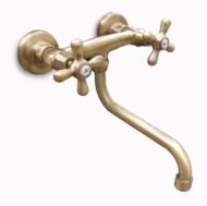 rubinetto a muro rustico in ottone spazzolato per acqua calda e fredda, cod. 03RMRCF