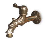 rubinetto artistico in ottone, cod. 03RA, con adattatore per portagomma montato