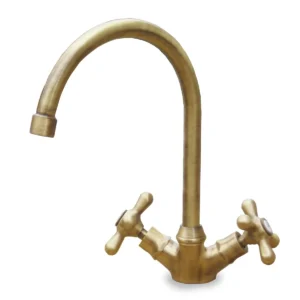 rubinetto curvo rustico in ottone spazzolato per acqua calda e fredda, cod. 03RCRCF