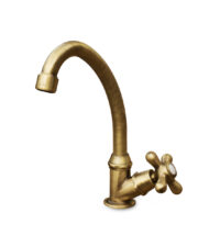 rubinetto curvo rustico in ottone spazzolato, cod. 03RCR