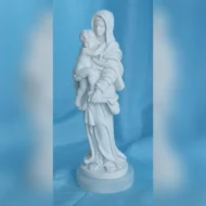 statua della Madonna con Gesù bambino in marmoresina, di altezza 18 cm, cod. 25MGB18MR