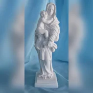 statua della Madonna con Gesù bambino in marmoresina, di altezza 26 cm, cod. 25MGB25MR