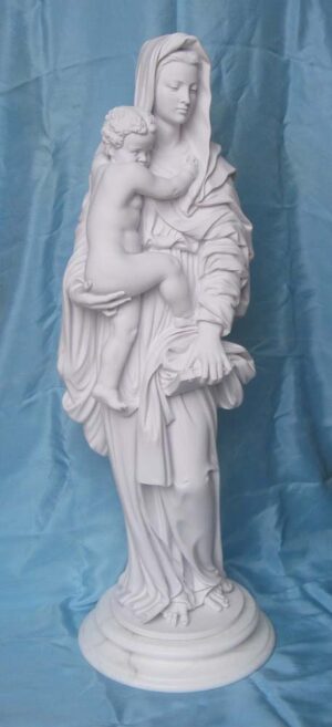 statua della Madonna con Gesù bambino in marmoresina, di altezza 66 cm, cod. 25MGB66MR