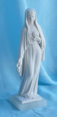 statua della Madonna delle rose altezza 25 cm in marmoresina, cod. 25MDR25MR