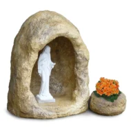 grotta in finta roccia con vasetto, per statua di altezza 40 cm circa, col. old stone, cod. 14NV40OS