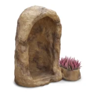grotta in finta roccia con vasetto, per statua di altezza 80 cm circa, col. old stone, cod. 14NV80OS