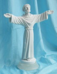 statua di San Francesco altezza 25 cm in marmoresina, cod. 25SFR25MR