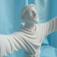 statua di San Francesco altezza 25 cm in marmoresina, cod. 25SFR25MR, dettaglio