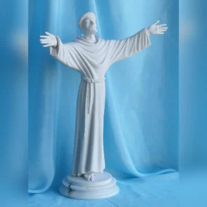 statua di San Francesco altezza 42 cm in marmoresina, cod. 25SFR40MR