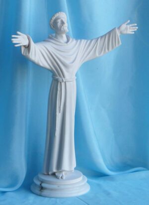 statua di San Francesco altezza 42 cm in marmoresina, cod. 25SFR40MR