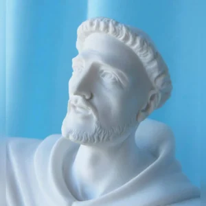 statua di San Francesco altezza 42 cm in marmoresina, cod. 25SFR40MR, dettaglio