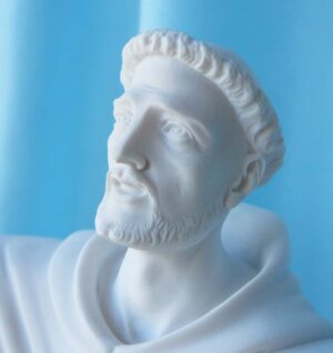 statua di San Francesco altezza 42 cm in marmoresina, cod. 25SFR40MR, dettaglio