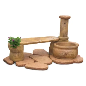 fontana azalea con panchina col. old stone, cod. 03FAZPOS