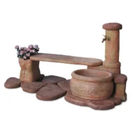 fontana azalea con panchina col. pietre del borgo, cod. 03FAZPP