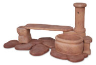 fontana azalea con panchina col. mattone, cod. 03FAZPM