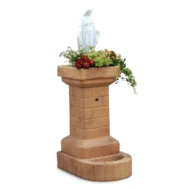 fontana fiorita con Madonna col. mattone, cod. 03FFMM