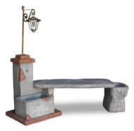 fontana fonte del casale con panchina e lanterna col. antichizzato, cod. 03FDCPLAT