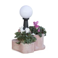 lampada da giardino con base media in finta roccia col. rosa antico, cod. 11PLMRAL