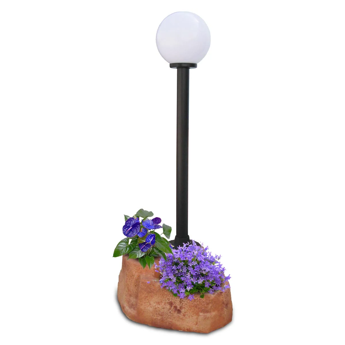 lampione da giardino con base grande in finta roccia col. mattoneL lampione da giardino con base grande in finta roccia col. mattone, cod. 11PLGML