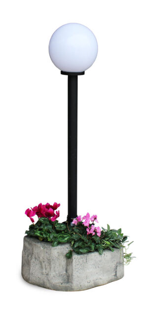 lampione da giardino con base grande in finta roccia col. antichizzato, cod. 11PLGATL