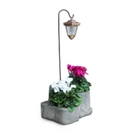 lanterna solare da giardino con base media in finta roccia col. antichizzato, 11PLMATLS