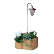 lanterna solare da giardino con base media in finta roccia col. mattone, 11PLMMLS
