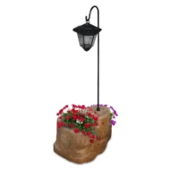 lanterna solare da giardino con base media in finta roccia col. old stone, 11PLMOSLS