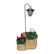 lanterna solare da giardino con base media in finta roccia col. pietre del borgo, 11PLMPLS