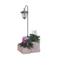 lanterna solare da giardino con base media in finta roccia col. rosa antico, 11PLMRALS