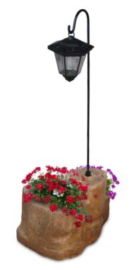 lanterna solare da giardino con base media in finta roccia col. old stone, 11PLMOSLS
