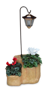 lanterna solare da giardino con base media in finta roccia col. pietre del borgo, 11PLMPLS