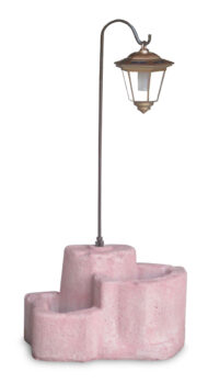lanterna solare da giardino con base media in finta roccia col. rosa antico, 11PLMRALS