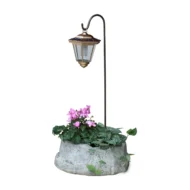 lanterna solare da giardino con base piccola in finta roccia col. antichizzato, cod. 11PLPATLS