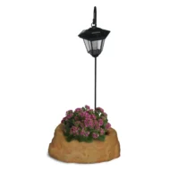 lanterna solare da giardino con base piccola in finta roccia col. pietre del borgo, cod. 11PLPPLS