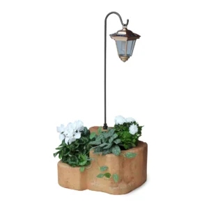 lanterna solare da giardino con base media in finta roccia col. mattone, 11PLMMLS